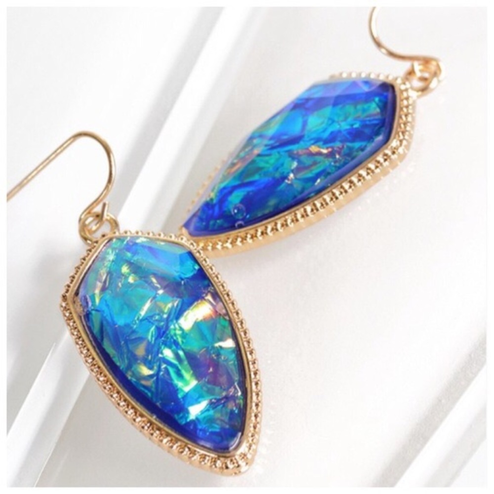 BLUE OPAL | Acetate marquee shaped earrings